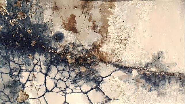 literary visual for elegiac narrative | stilled expectancy | cracked indigo and soil bronze | echo-void layering | mineral wash veiling | vanishing marshland path | temporal abstraction | mineral