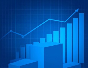 An upward-trending line graph and bar chart, rendered in shades of blue, indicating growth and progress.