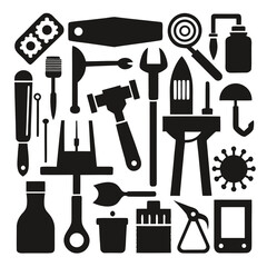 Perfect Vector Collection Of Crafting Tools Silhouettes For Use Graphics Websites And Apps Designs On White Background