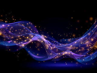 星屑と光の川 - 青と紫のグラデーションが優雅なアブストラクト背景