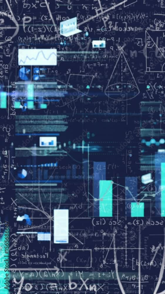 Poster animation of digital data processing on dark background