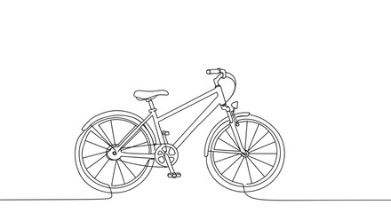 Line art bicycle illustration on white background