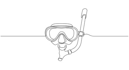 Snorkeling mask with snorkel against a minimalist background
