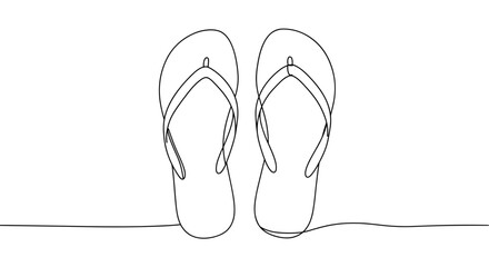 Line drawing of flip-flops on a sandy beach
