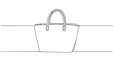 Outline of a stylish handbag on a minimalist background