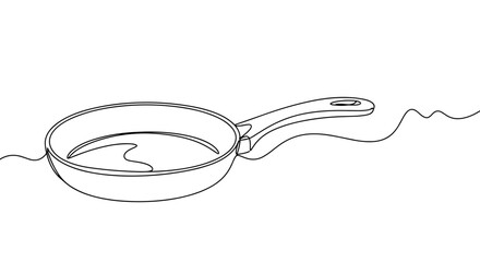 Line art frying pan with water