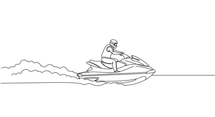 Person riding jet ski in motion on the water