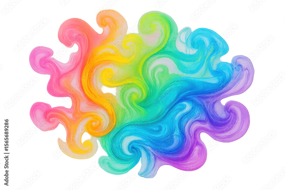 Aufkleber colorful spiral swirls interweaving, generating dynamic psychedelic pattern with transparent backdro