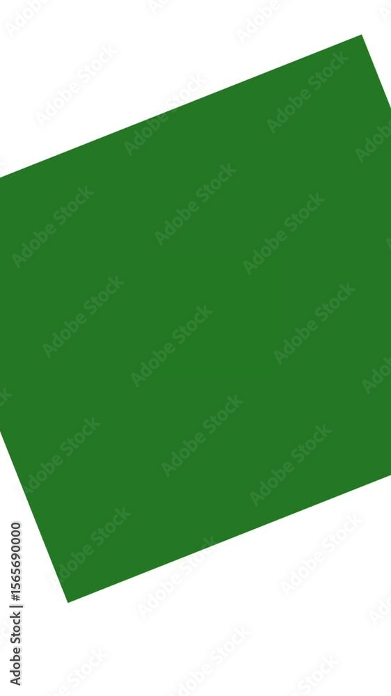 Poster animation of rectangles in shades of green rotating on white background