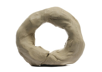 Clay modelling in shape ring, isolated on white