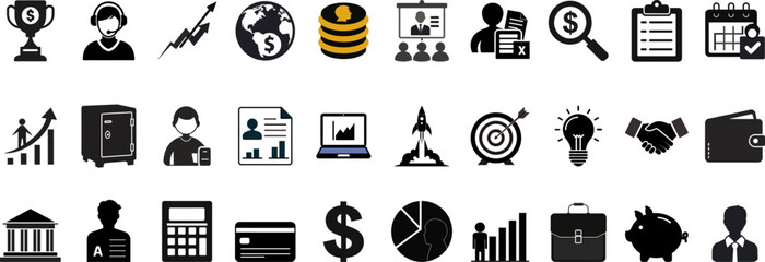 30 Business & Finance Vector Icons — Flat Style for Startup & Marketing


