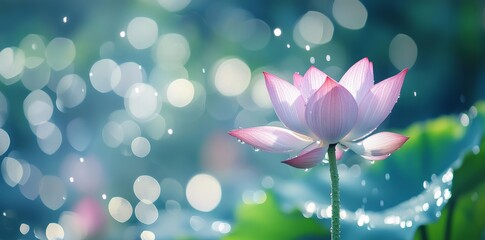 Obraz premium Photography of a beautiful lotus flower that has fully bloomed gently floats on calm water