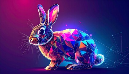 Vibrant Polygonal Rabbit: A Digital Masterpiece