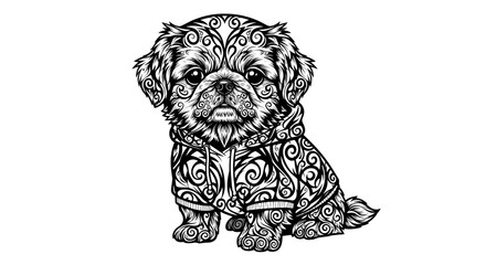 Obraz premium Decorative dog illustration with intricate patterns and details 