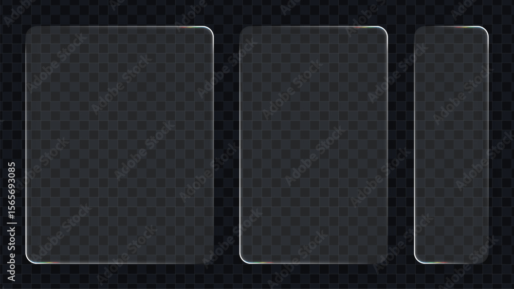 Aufkleber liquid glass effect frame set for ui design. transparent screens for digital interface. graphic temp