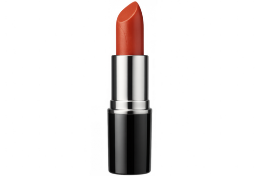 Orange lipstick is showing on a transparent background, ready to be used in any beauty or makeup project