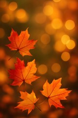 Obraz premium Autumn Maple Leaves with Bokeh Background