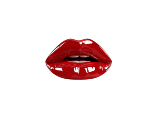 Sensual red lips glossy makeup beauty glamour, Isolated On Transparent Background, Png