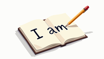 Affirmations being erased in open notebook, self-discovery concept