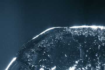 Macro particles of melting ice floated in the air