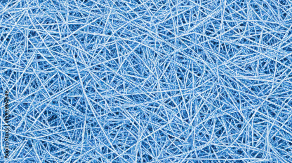 Poster abstract blue tangled lines creating a scientific or neural network background. digital technology a