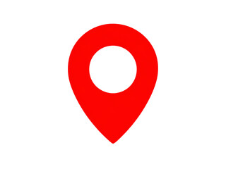Red location pin icon on black background simple minimalist design, Isolated On Transparent Background, Png