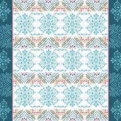 Seamless floral pattern vector illustration: an antique damask textile design with decorative retro flowers, ideal for vintage wallpaper and fabric