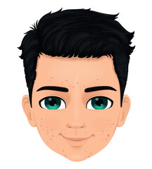 smiling acne-faced teenage face