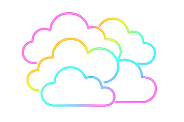 Obraz premium Multicolored neon clouds layering, creating iridescent luminescent pattern against transparent backdrop