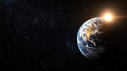 Naklejka premium Sunrise Earth space galaxy cosmos background science