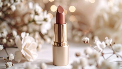 Elegant Nude Lipstick amongst Delicate Blossoms