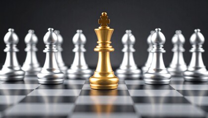 One chess pieces staying against full set of chess pieces Strategy Planning