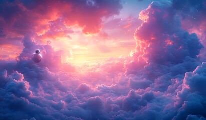 Vibrant Sunset Cloudscape Dreamy Pink and Purple Hues