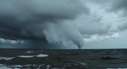 Obraz premium Powerful waterspout over turbulent sea