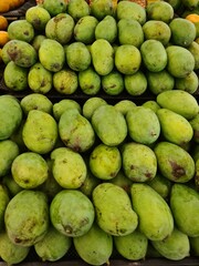 Fresh mango displayed whole and ripe, ideal for tropical fruit, healthy food, grocery, or natural nutrition stock photography.