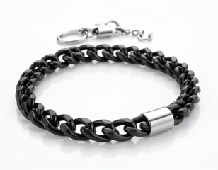 silver necklace on white background