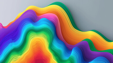 Rainbow colored paper cut lines forming a wavy landscape