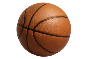 Fototapeta premium Classic orange basketball ball rotating, isolated on transparent background, ideal for sports-related projects