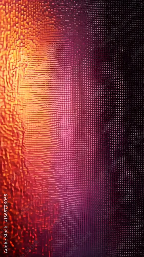 Poster abstract digital art featuring a blend of warm red orange and deep magenta hues with dotted pixelate