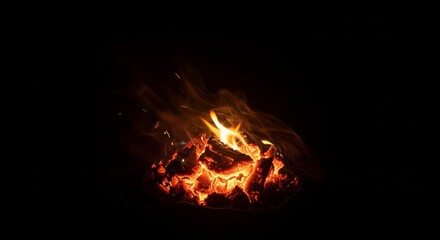 fire ember on black background