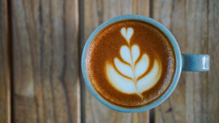 Latte art on a cup of coffee