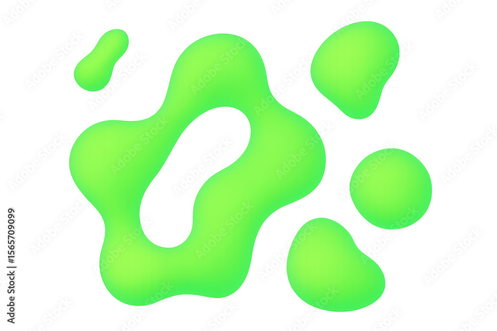 Poster dynamic lime green abstract shapes create a modern and vibrant design on a transparent background