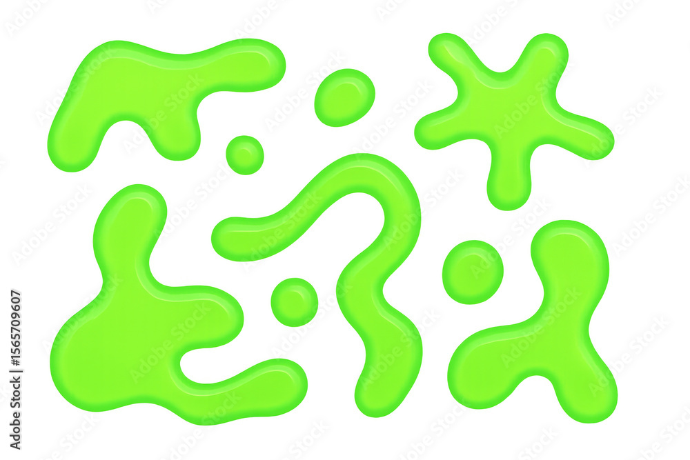 Aufkleber various shapes of vibrant green slime creating a playful and messy scene, perfect for adding a touch