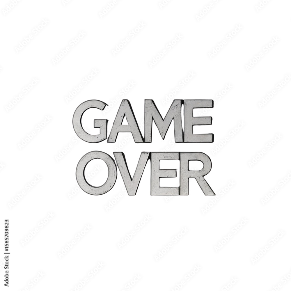 Fototapete game over screen design for video games and esports tournaments with transparent text effect and whi