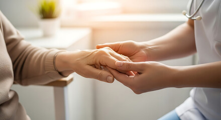A professional and clean image representing the medical and healthcare industry. The scene portrays either a trusted medical expert, scientific research and innovation, or a moment of compassionate pa
