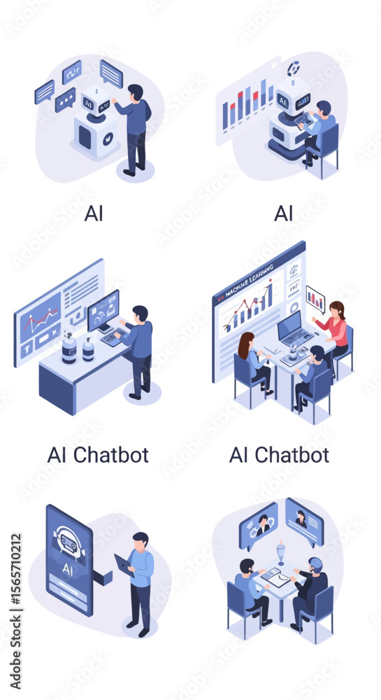 Poster ai-powered chatbots and robotic automation enhance business operations and communication.