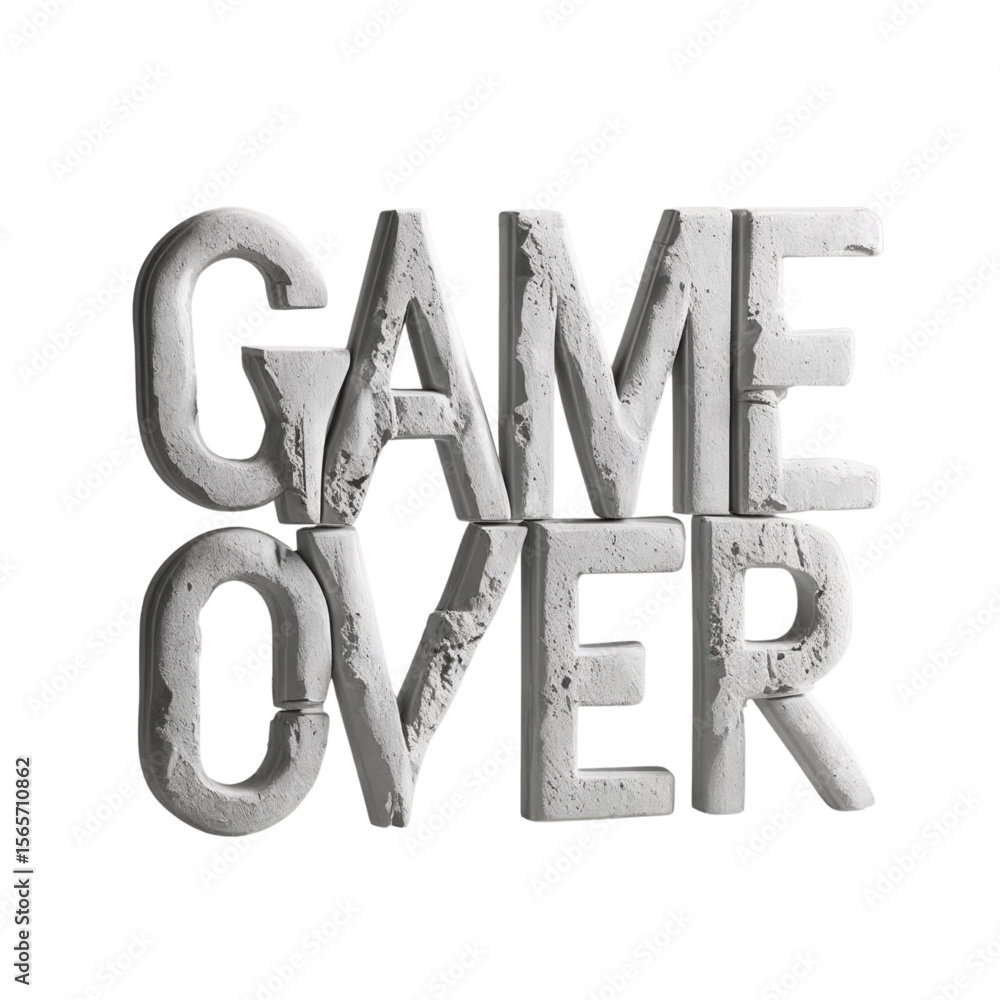 Poster explore concrete game over design for digital art and gaming concept with creative typography style 
