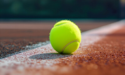 Tennis ball on clay court