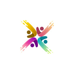 Charity logo with people care design template, people circle logos