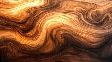Abstract Wood Grain Texture: Swirling Brown and Gold Hues
